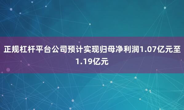正规杠杆平台公司预计实现归母净利润1.07亿元至1.19亿元